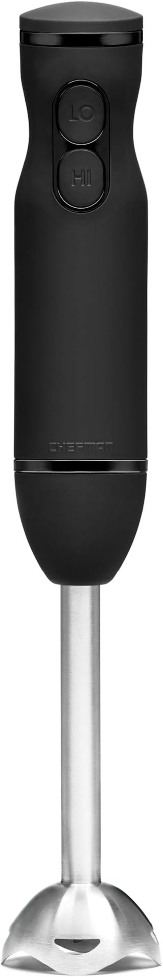 Chefman Immersion Stick Hand Blender Powerful Electric Ice Crushing 2-Speed Control Handheld Food Mixer Purees Smoothies Shakes Sauces and Soups Black