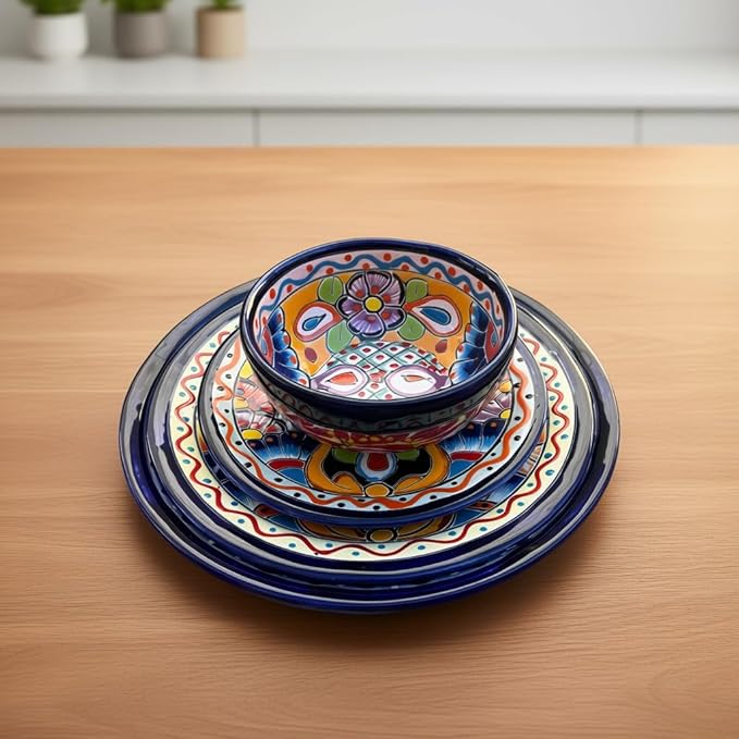 Handmade Talavera 24-Piece Dinnerware Set | Mexican Pottery (Seats 6)