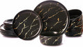 Black Gold Splash Dinnerware Sets Marble Porcelain Plates and Bowls Sets Modern Luxury Dish Set for 4 12 Pieces Fine China Plates Set for Formal Dinners and Anniversaries
