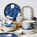 52 Pcs Japanese Table Dinnerware Set Ceramics Dinnerware Sets Plates Bowls Simple Stripes Ideal For Weddings And Steaks Plate Set