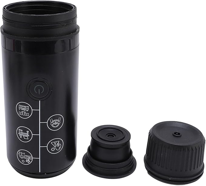 Asixxsix Portable Coffee Maker 17Bar Pressure 2600mAh USB Rechargeable Travel Coffee Maker Camping with Powder and Capsules Compartment for Home Office RV Camping (Black)