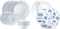 Corelle 18-Piece Dinnerware Set Service for 6 and Corelle 6-Piece 8.5 Lunch Round Plates | Vitrelle Triple Layer Glass Dinnerware