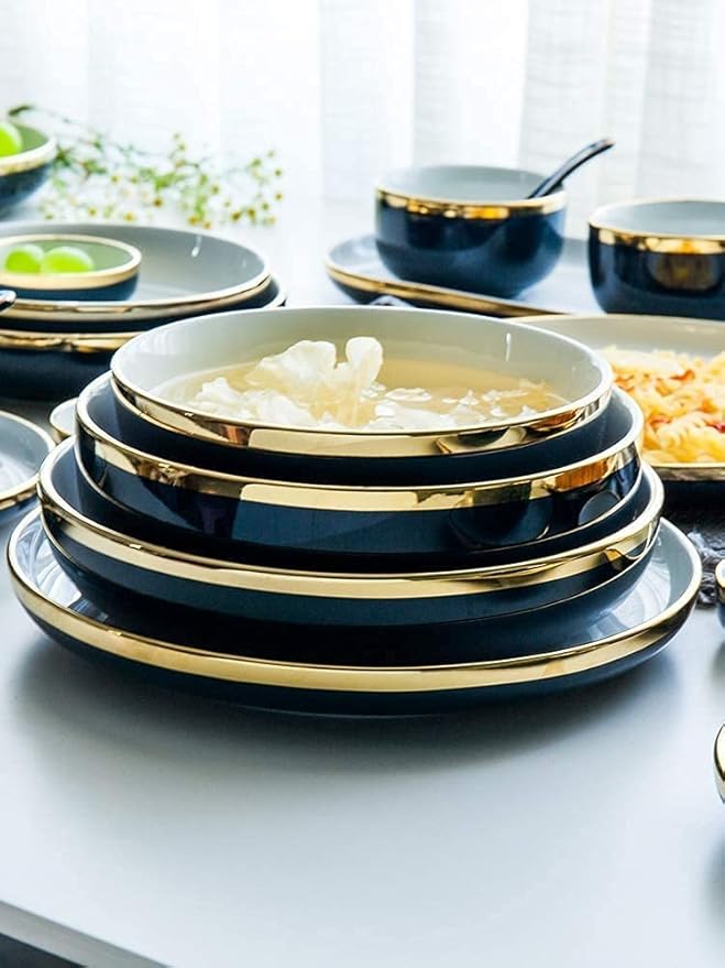 Dinnerware Sets Dish Set31/54 Pieces Fine PorcelainNordic White European-Style Phnom Penh Tableware Set Service for 6-10 (White 54pieces)