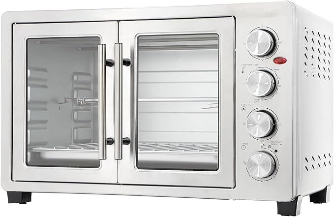 47.6 Quart French Door Countertop Convection Oven with Rotisserie Stainless Steel Toaster Oven with Timer Bake Tray and Accessories