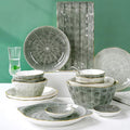 New Dinnerware SetsCeramics Dinnerware Set Phnom Penh Light Luxury Porcelain Dinner Set of 48 / Nordic Style d Pinch Texture Plates and Bowls Sets for Family Gat