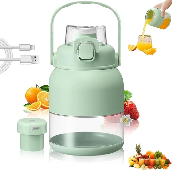 Portable Electric Citrus Juicer &amp Smoothie Blender28 Oz On-the-Go Fresh Juice Makerwith Straw &amp 2 Lids Mini Blender for Fruit Lime Squeezer