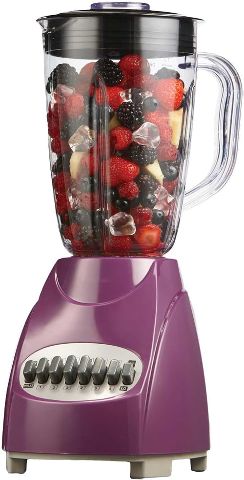 12-Speed Countertop Blender with Pulse Function – 50oz BPA-Free Jar Stainless Steel Blades Ice Crusher &amp Smoothie Maker 350W Kitchen Blender (Purple)