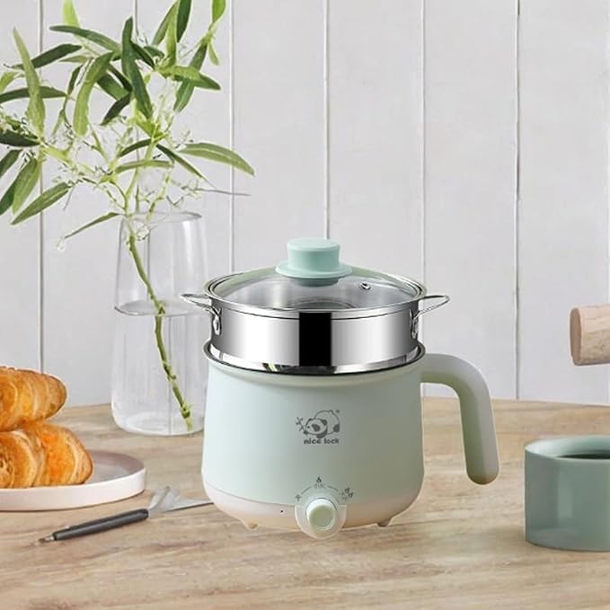 Electric Pot Noodles Cooker Electric Rice Cooker Portable Cooking Pot for Pasta Soup Steel Steamer
