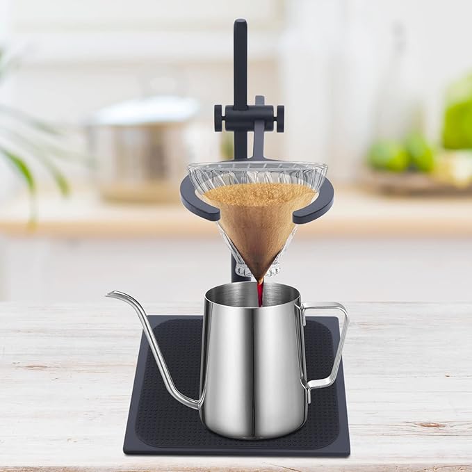 Pour over Stand Coffee Station Aluminum Height Stand Pour-Over Dripper Rack with Non-slip Silicone Pad For Coffee Connoisseurs