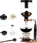Portable Siphon Coffee Maker Tabletop Glass Siphon Coffee Pot 5-Cup (600ml) with Alcohol Burner Adjustable Buffer Clamp Stainless Steel Bracket Base for Coffee Aficionados