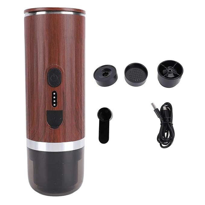Portable Coffee Maker 20bar Extraction Self Heating 304 Stainless Steel 7500mAh Rechargeable Cordless Electric Travel Coffee Maker with Ground Coffee &amp NS Capsule for RV