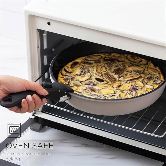 Pots and Pans Set Healthy Safe Ceramic Nonstick Kitchen Cookware with Soft Touch Removable Handle CookwareCream DiamondOne-Cream Rhombus-One