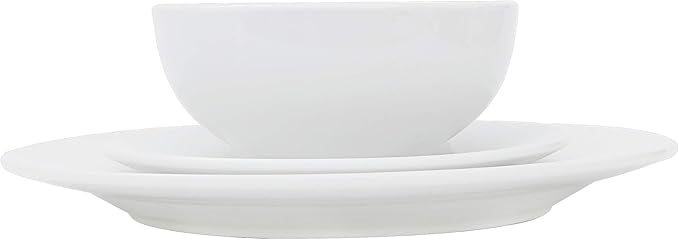 SUPER DEAL Round 18-Piece White Kitchen Dinnerware Set Service for 6 Plates and Bowls – Microwave Oven and Dishwasher Safe