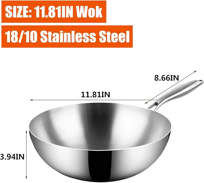 5 Ply Clad Stainless Steel 8-Piece Cookware Set with Lids Frying Pan &amp Soup Pot Wok and Milk Pot No Coating Non-Stick Kitchen Set Even Heating Frying Pans Compatible with All Cooktops11.
