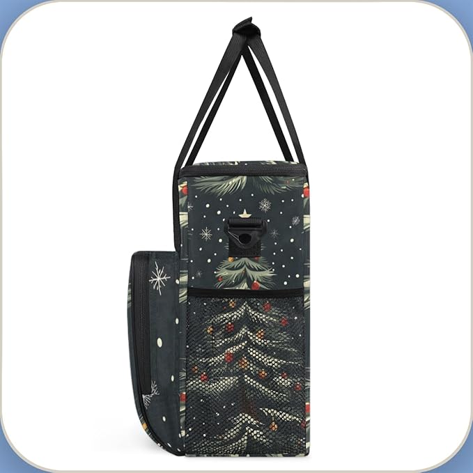 Modern Tree Xmas Coffee Maker Carrying Bag Portable Travel Storage Tote Bag Compatible with K-Mini or K-Mini Plus Single Serve Coffee Brewer Carrying Case with Multiple Pockets &amp Shoulder Strap