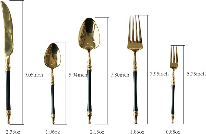 Black and Gold Silverware Set for 6 Modern 30 Piece Flatware Cutlery Elegant Utensils Sets Durable 18/10 Stainless Steel Tableware Set for Home Kitchen Wedding Mirror Polished