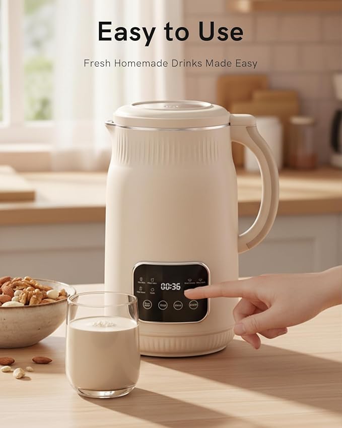 50oz Nut Milk Maker Machine(Stainless Steel) Blender 8-in-1 Automatic Soy Milk Maker for Vegan Homemade Almond/Coconut/Oat Plant-Based Milk with 18H Delay Start4H Keep Warm Self-Clean&amp Boil Wa