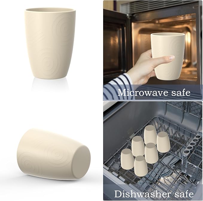 Homienly 20 PCS Premium Wheat Straw Dinnerware Sets Reusable Cups Plates and Bowls Sets for Kitchen Lightweight and Unbreakable Dishwasher and Microwave Safe Dishes Set - Beige