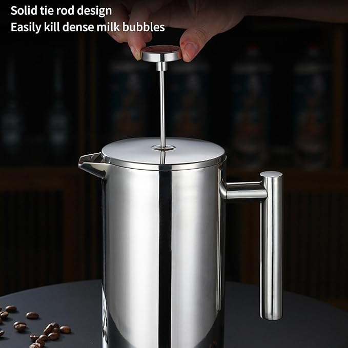 French Presses 304 Stainless Steels Double Walled Insulated Thermal Coffee Maker Handle Baristas Accessories Double Walled Insulated Coffee Pots