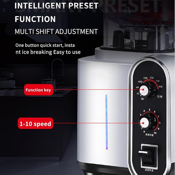 Smoothie Blender2200W Multifunction Commercial Quiet Blender with Tea cup/milk cover cup/smoothie cup1.5LProfessional Countertop BlenderHousehold Quiet Blenderfor Puree Crush Ice Smoothies(Gray)