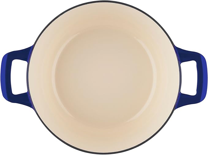 La Cuisine LC 2779 5 Piece Enameled Cast Iron Oval Casserole Cookware Set High Gloss Sapphire