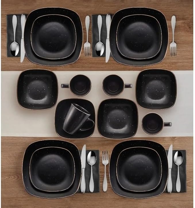 16-pieces Dinnerware Sets Ceramic Dish Set Plates and Bowls for 4 Stackble Bowl Snd Plate