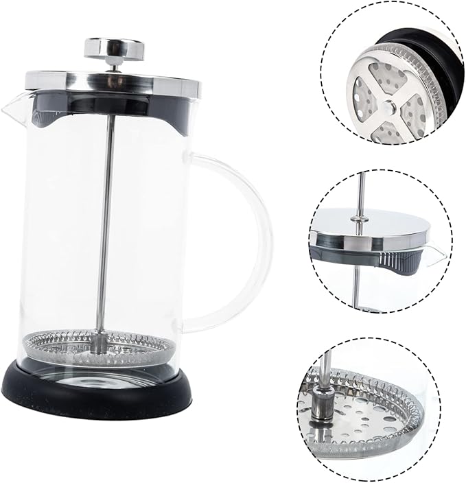 Household Coffee Press Sturdy Manual Coffee Pot with Glass Teapot Coffee Maker for Home Brewing and Milk Frothing Housewarming present