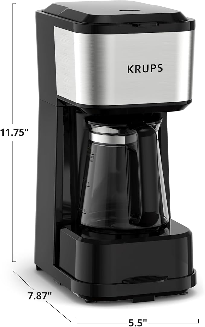 KRUPS Simply Brew Coffee Maker - Multi-Serve 4-in-1 with Stainless Steel Travel Tumbler Black 14oz