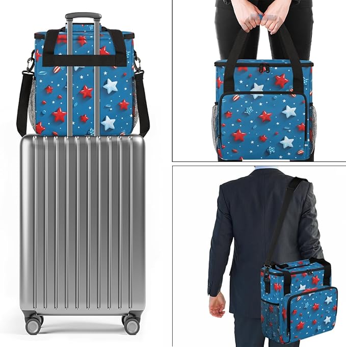 4th of JulyCelebration Coffee Maker Carrying Bag Travel Storage Bag Compatible with K-Mini or K-Mini Plus Single Serve Coffee Brewer Carrying Case with Multiple Pockets &amp Shoulder Strap