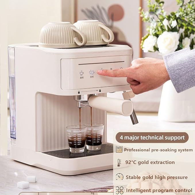 Espresso Machine 20 Bar Semi Automatic Coffee Makers With Milk Frother Steam Wand Touch Screen 60 Oz Water Tank Coffee Machine For Home Latte Machine Gifts For Coffee LoverMilkyWhite