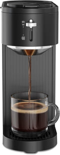 Kismile K-mini Single Serve Coffee Maker for K Cup and Ground Coffee - Dual Brew Coffee MachineAdjustable 6oz-14oz Cup Size Auto Clean &amp Shut Off Compact Design for Home/Office (Matte Black)