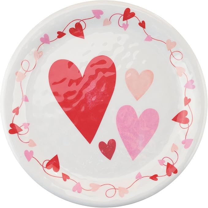 UPware 12 Piece Love Hearts Melamine Dinnerware Sets Outdoor Dishes Set Plates and Bowls Sets Valentine's Day Decorations Service for 4 Red