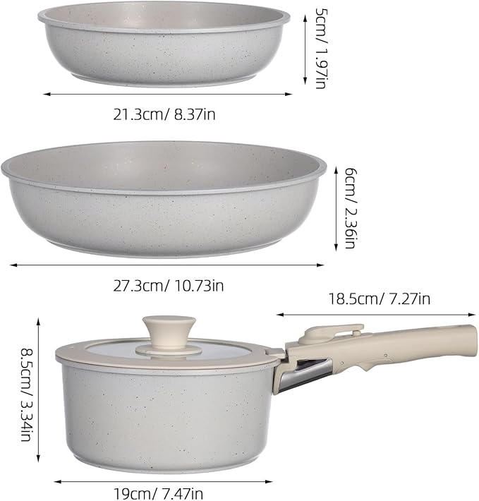 DECHOUS 1 Set Ceramic Cookware Set: Nonstick Pots and Pans Stock/Sauce Pot with Detachable Handle for Cooking - Kitchen Cookware Stackable Oven &amp Dishwasher Safe
