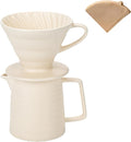 Pour Over Coffee MakerCeramic Coffee Maker With 40 pcs Paper Filter15oz/450ml Pour Over Coffee Dripper (White V02)