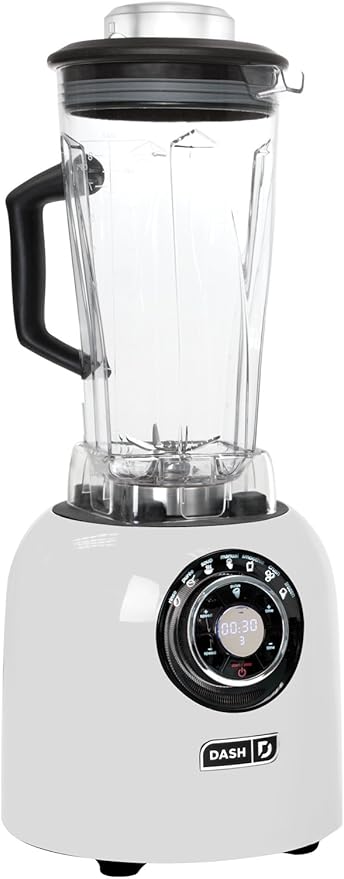 Dash Chef Series 64 oz Blender with with Stainless Steel Blades + Digital Display for Coffee Drinks Frozen Cocktails Smoothies Soup Fondue &amp More 1400-Watt - White