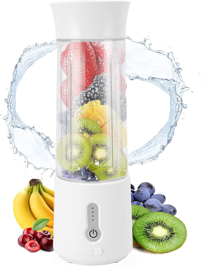 Portable Blender USB Rechargeable 6 Blades 18000 RPM 500ml Travel Blender with Battery Indicator Light for Gym Camping