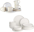 Famiware Dinnerware Sets with Cups and Saucers Set Plates and Bowls Dish Set of 4 (16 Pieces) - Dishwasher &amp Microwave Safe Chip Resistant Reactive Glaze