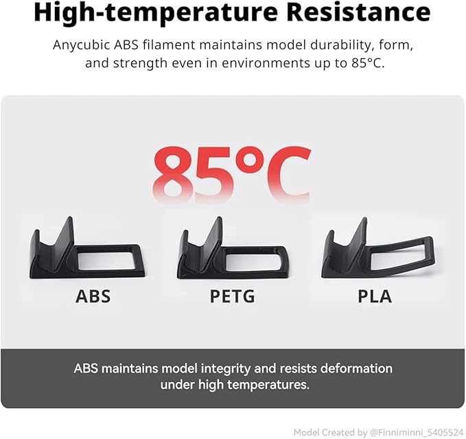 for ANYCUBIC ABS Filament 3D Printing PLA Impact Resistance Temperature Resistance 3D Printer Filament for Kobra 3 Max S1C(Black)