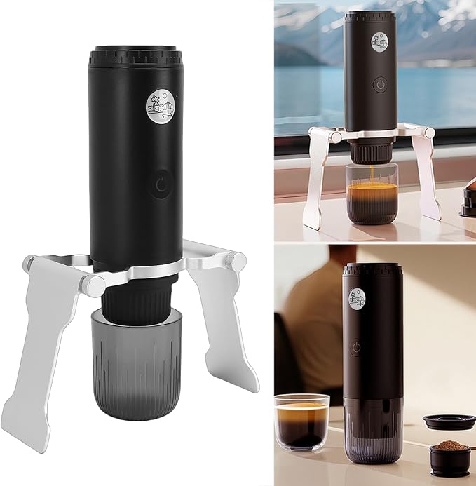 Asixxsix Portable Coffee Maker 19Bar High Pressure Espresso Machine with 80ml Water Capacity 7800mAh Battery Compatible with Ground Coffee and Capsule for HikingOfficeRV