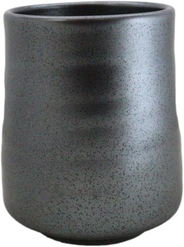 Ebros Gift Iron Black Clay Underglaze Technique Tetsu Kesho Porcelain Dinnerware Kitchen Set Asian Japanese Restaurant Supply (Pack Of 6 Reactive Glaze Tea Cups 9oz)