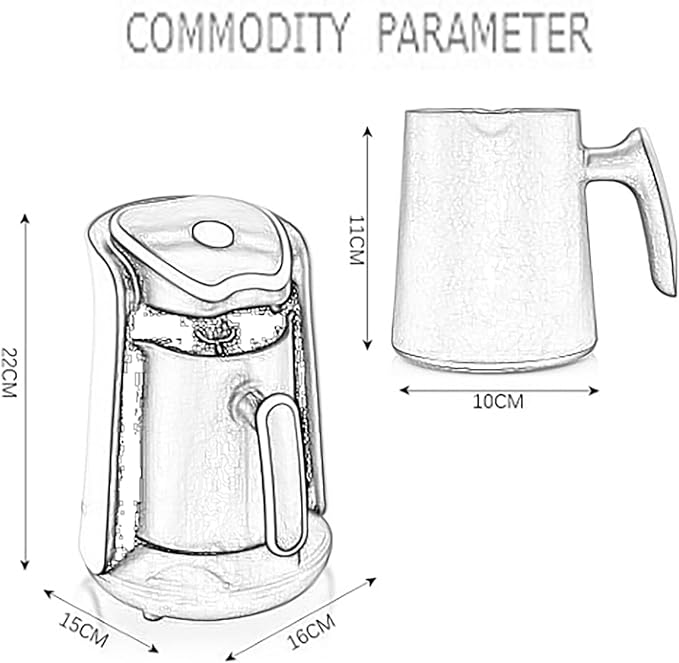 Electric Coffee Maker 600WTurkish Arabic Greek Coffee Pot Maker Brewer Coffee Maker Includes 17.6oz (500ML) 4 Cup Coffee Cups Automatic Shut-Off for Home Office