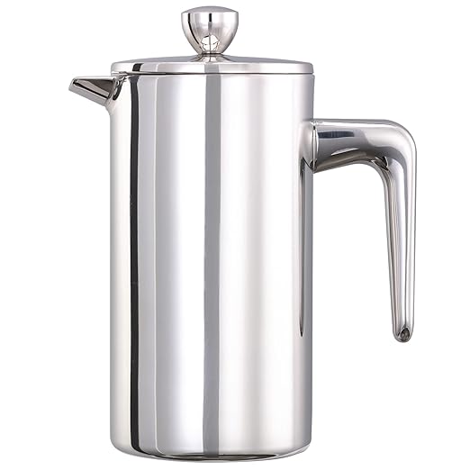 Service Ideas PDWSA350PS Double Wall Coffee Press Stainless Steel Polished 12 oz.