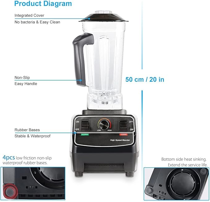 Fully Automatic Fruit Smoothie Maker 2L Professional Blender High Speed Food Blender for Soup Crushed Ice Frozen Dessert Milkshake