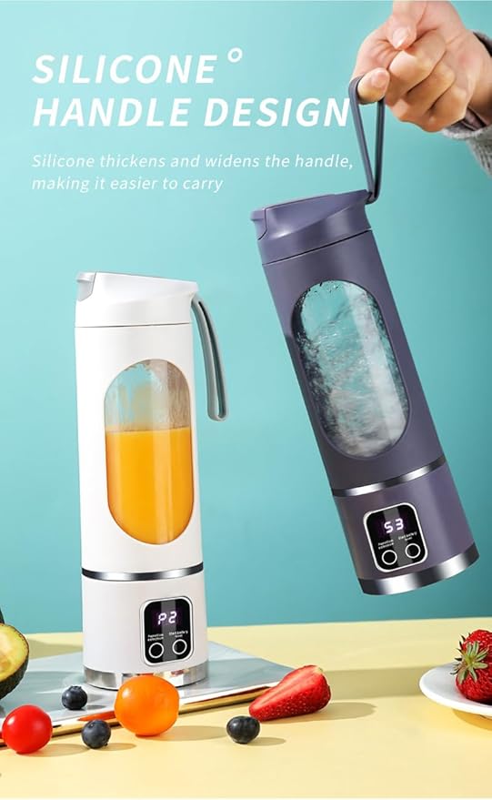 portable blender equipped with a USB-C charging port is a compact portable travel juicer that also doubles as a smoothie blender. It blends powerfully is compact convenient and versatile(White)