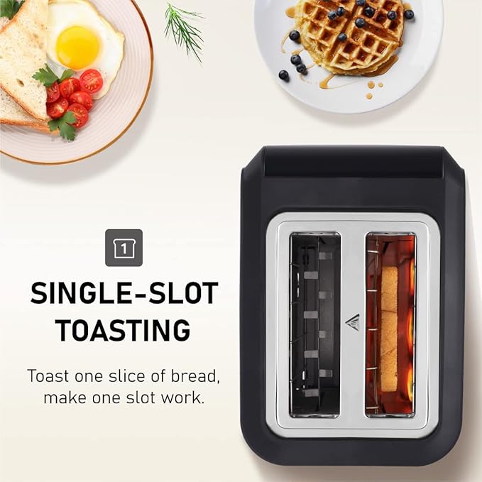 Touchscreen Toaster 2 Slice KETIAN Bagel English Muffins Toast Pastry Waffles Grain Sweet Bread Toaster Extra Wide Slots Single Slot Toasting Automatic Lifting 1400w (Black)