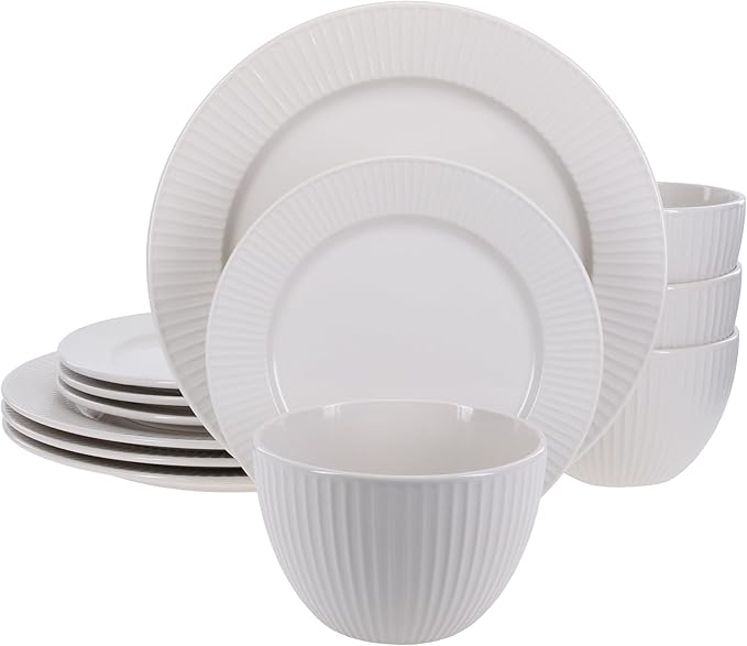 BIA Cordon Bleu Stoneware Sunray 12-Piece Dinnerware Set Cream