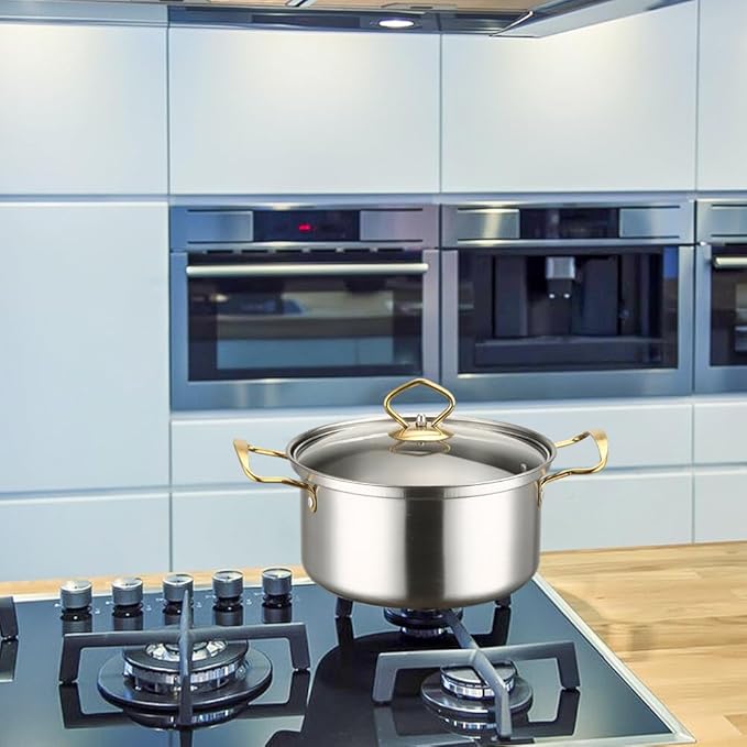 Nonstick Kitchen Cookware Sets Stainless Steel Cookware Pot Stainless Steel Cooking Pot Set with Glass Lids for Gas Electric Halogen Ceramic Induction Hobs