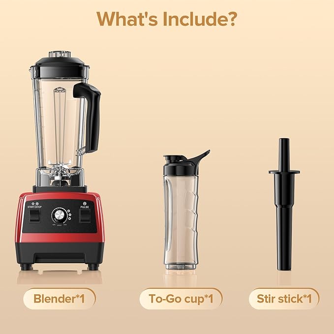 Blender for Smoothies Blenders for Kitchen with 68Oz. Pitcher and 20Oz.Juicer Container Smoothie Blender for Ice Crushing Frozen Fruits Red
