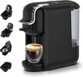 4-in-1 Pods Coffee Maker 19Bar Compact Design Fast Brew Hot/Cold Single Serve Espresso Machine for K Cup PodsNes Original/DG Capsule and Ground Coffee at Home or Office (Black)