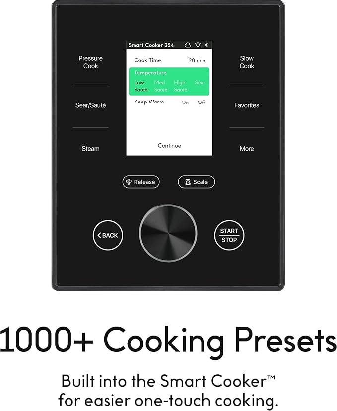 CHEF iQ Smart Pressure Cooker with WiFi and Built-in Scale - Easy-to-Use 10-in-1 Multicooker with 500+ Guided Recipes - Rice Cooker Slow Cooker Instant Meals for Foodies - 6 Quart - Family Size